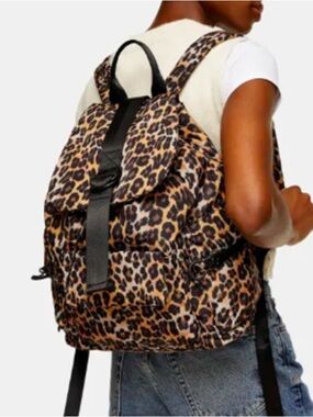 Topshop Chic Vintage Y2K Leopard Print Nylon Streetwear Backpack Women’s